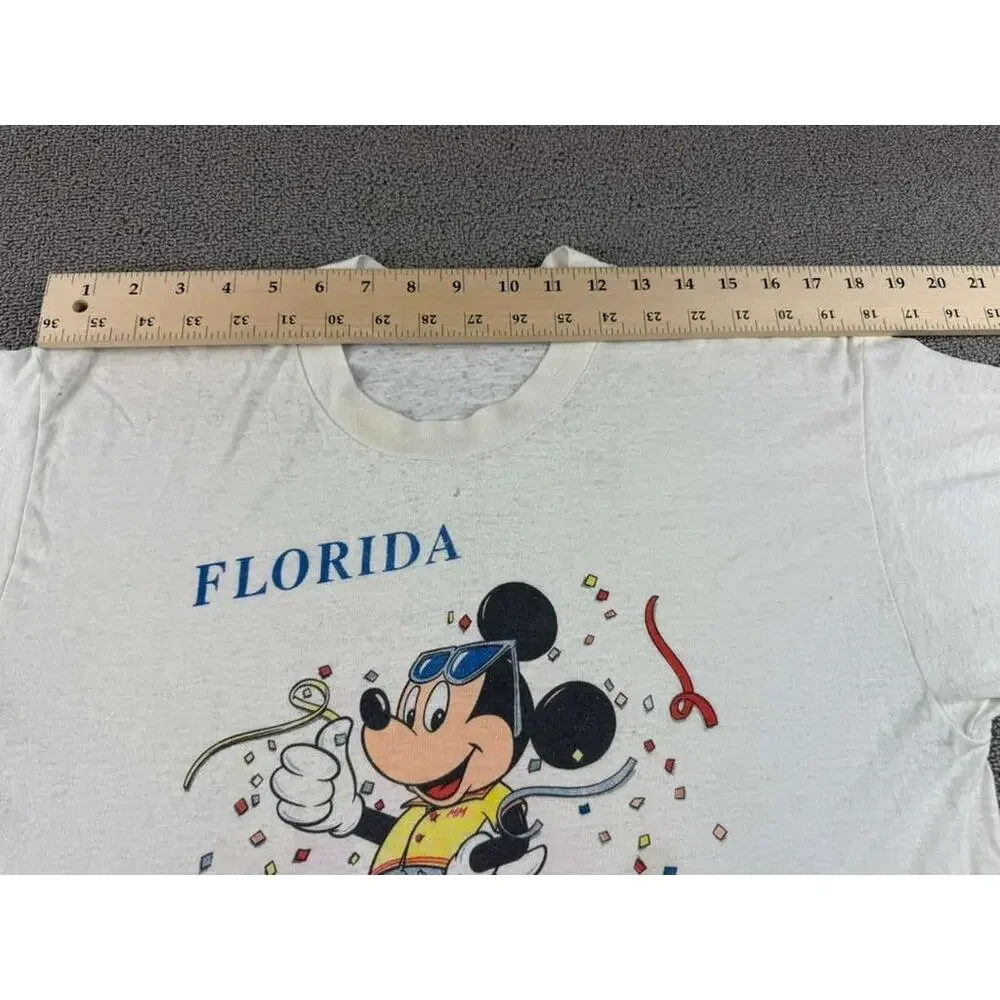 Vintage Disney Men's Size Medium White Mickey Mouse Florida T Shirt‎ Confetti